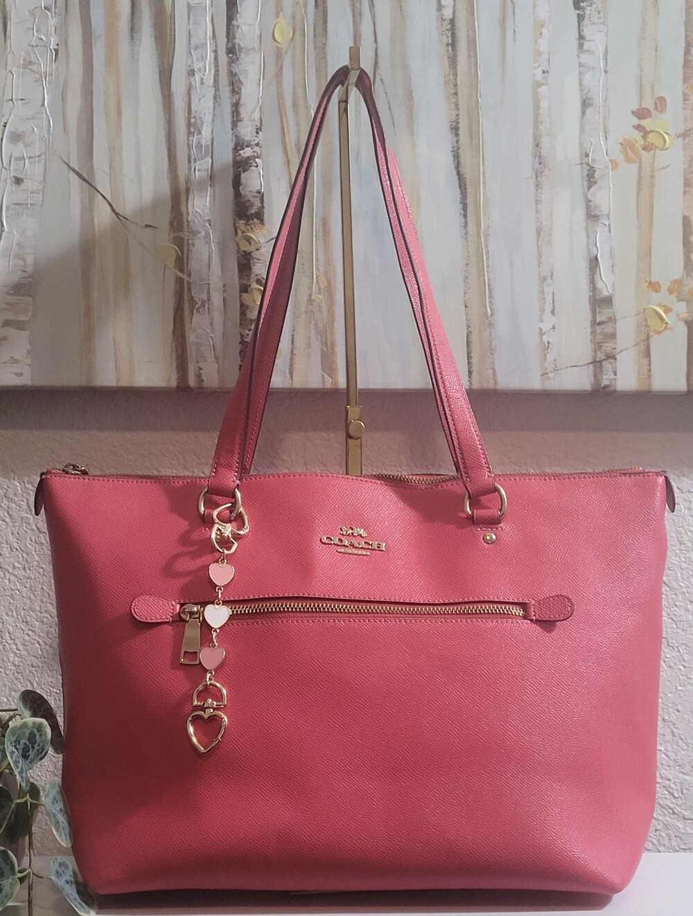 Coach 79608 Gallery Tote Crossgrain Fuschia Pink Shoulder Handbag Purse